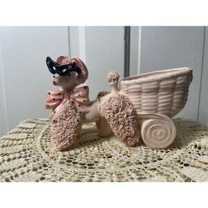 Vintage Napco 1950s Pink Spaghetti Poodle Wearing Rhinestone Glasses Planter